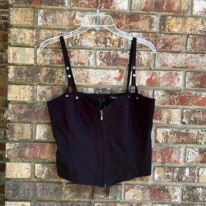 Bisou Bisou Michele Bohbot Black Lace Up Corset Style Top - size 10